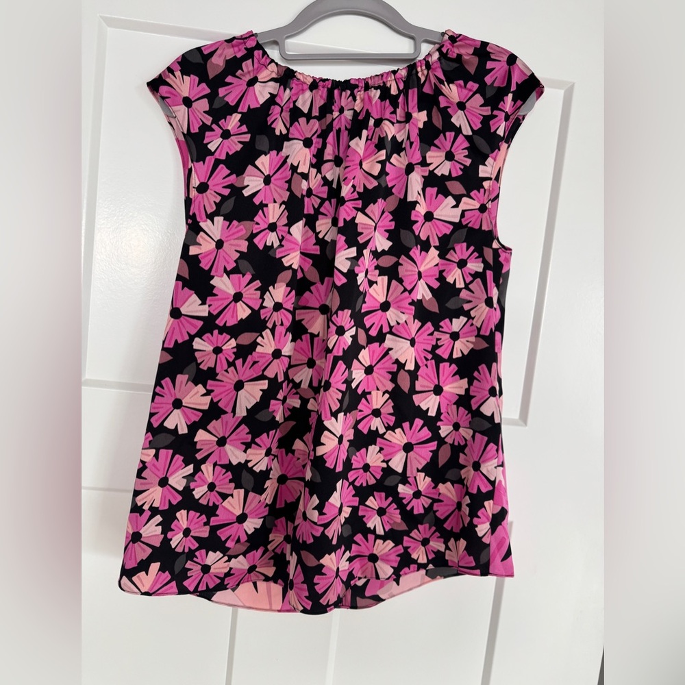 Kate Spade Pink and Black Floral Top